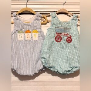New Orleans Smocked Bubble romper bundle size 6-12